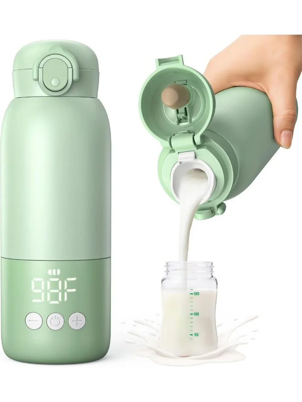 Portable Travel Bottle Warmer - Fast Heating, 12oz, Rechargeable, Temp Control
